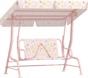 AIYAPLAY Huśtawka Ogrodowa dla Dzieci, Ramka Stalowa, 2-osobowa, Nośność 60 kg, Różowa