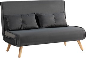 HOMCOM Dwuosobowe sofa do spania, kanapa, która przekształca się w łóżko, regulowane oparcie, pokrycie materiałowe, metalowa rama, szary