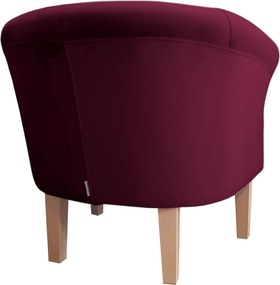 Fotel Milo tkanina Welur wygodny fotel tapicerowany do salonu i sypialni : Kolor nogi - Drewno, Kolor tkaniny - VELVET - MG02, Wysokość nogi - 20 cm