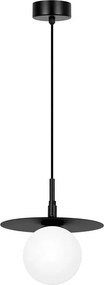 Czarna lampa wisząca szklana kula z metalowym dyskiem - 4X A692 K7-E96