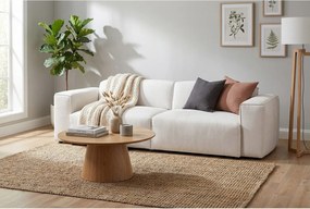HUNZA – sofa 3-osobowa z funkcją spania 152x202 cm, tkanina Fjord 23 biała