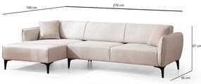 Biała sofa narożna Belissimo, lewy narożnik – Balcab Home