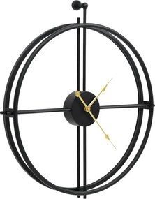 Czarny elegancki zegar ścienny ze złotymi wskazówkami 52 cm K4-G37