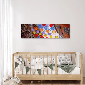 Obraz kolorowych parasoli (170x50 cm)