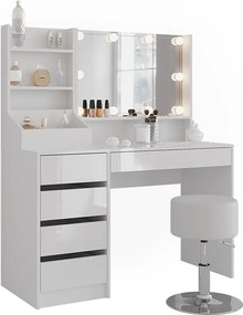 Stół do toalety biały/biały wysoki połysk 119.8x50.1x76 sherry