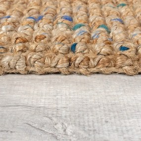 Niebiesko-naturalny dywan z juty tkany ręcznie 160x230 cm Jute Boucle Blue – Flair Rugs