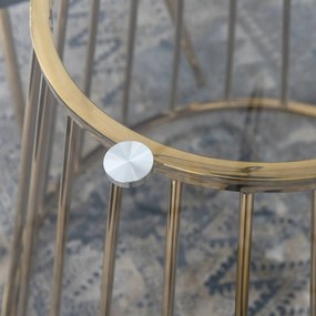 Stół Okrągły Szklany OLIVIER 120 cm ze Złotymi Nogami Nowoczesny do Salonu Glamour