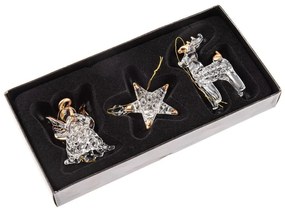 Szklane ozdoby świąteczne zestaw 3 szt. 9 cm – Dakls