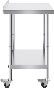 Stół Roboczy SucceBuy Stół Roboczy ze Stali Nierdzewnej 60.96 x 76.2 cm, Komercyjny Stół do Przygotowywania Żywności z Kółkami