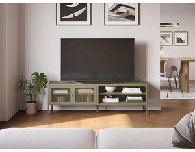 Zielona metalowa szafka pod TV 160x50x35 cm Fayna – Marckeric