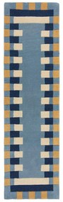 Niebieski wełniany chodnik tkany ręcznie 60x230 cm Kai Wool Border – Flair Rugs