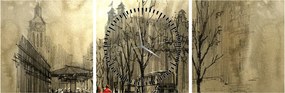 Obraz - Szkic miasta (z zegarem) (90x30 cm)