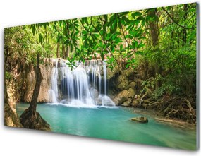 Panel Szklany Kaskada Nad Leśnym Jeziorem