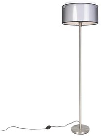 Designerska lampa podłogowa stalowa z czarno-białym kloszem 47 cm - SimploDesignerski Oswietlenie wewnetrzne