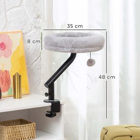 PawHut Łóżko dla kota na biurko, obrót 360°, regulowana wysokość, legowisko ze zdejmowanym i nadającym się do prania posłaniem, dla kotów do 6 kg, biuro domowe, szary