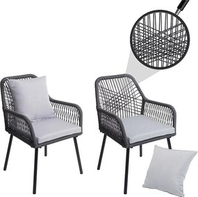 Krzesło ogrodowe MCW-O12 (zestaw 2 sztuk),  antracyt, pokrowiec szary