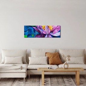 Obraz lilii wodnej na wodzie (z zegarem) (90x30 cm)