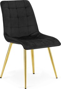 Czarne metalowe krzesło tapicerowane glamour K4-T09