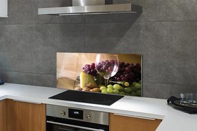 Szklany Panel Pusty Kieliszek i Winogrona