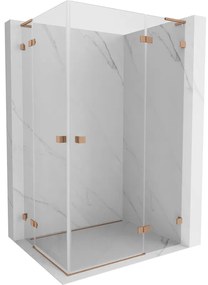 Mexen Lunar L Duo kabina prysznicowa uchylna prawa 105 x 100 cm, transparent, miedź szczotkowana - 834L-105P-100L-65-00