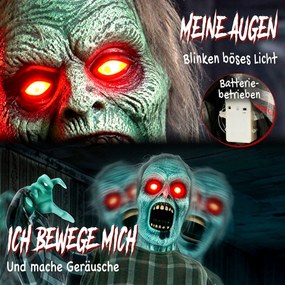 HOMCOM Animowany zombie na Halloween w naturalnej wielkości, 170 cm, z aktywacją dźwiękiem i dotykiem, straszna dekoracja | Aosom PL
