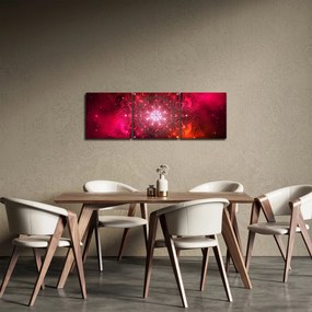 Obraz czerwonej abstrakcji (z zegarem) (90x30 cm)