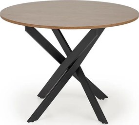 Loftowy metalowy stół z okrągłym orzechowym blatem E8-B31