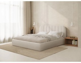 Kremowe tapicerowane łóżko dwuosobowe ze schowkiem ze stelażem 180x200 cm Juno – Windsor &amp; Co Sofas