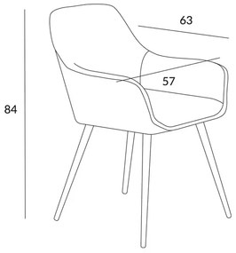 Krzesło welurowe FLOSSI z podłokietnikami granatowe HOMLA