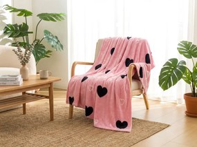 Mikropluszowy koc CORAZON, różowy Rozmiar: 200 x 220 cm