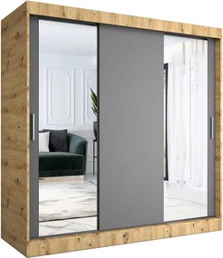 Szafa przesuwna dąb artisan + antracyt 200 cm Z2-T03