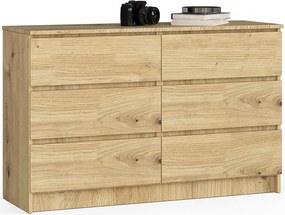 Komoda AKORD K120 Dąb Artisan 120 cm 6 szuflad kolor Dąb Artisan mat 120x40x77 cm