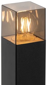 Zewnetrzna Stojąca lampa zewnętrzna czarna 70 cm IP44 z przydymionym szkłem - Dania Nowoczesny Oswietlenie zewnetrzne