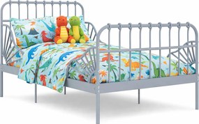Szare metalowe łóżko rosnące z dzieckiem rozsuwane 80x130/200 cm - Kasja