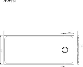 Brodzik prostokątny z konglomeratu RONA Classic XXL |Różne rozmiary | Różne kolory : Kolor - Beż połysk, Rozmiar - 170x70 cm