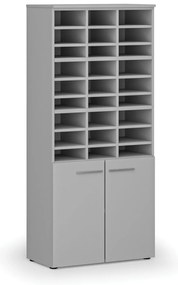 Regał sortujący PRIMO GRAY, 800 x 420 x 1781 mm, 27 przegród, szary