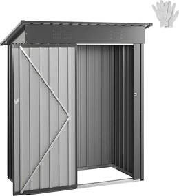 Szopa Ogrodowa SucceBuy z Metalu, 153,3 x 87,6 cm, Szopa Magazynowa na Zewnątrz, z Drzwiami na Zamek, Spadzisty Dach, Kabina Ogrodowa, Szary