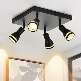 NETTLIFE Lampa sufitowa 1/2/3/4 płomieniowa lampa sufitowa czarny GU10 regulowana nowoczesna do wnętrz