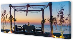 Obraz na płótnie Kolacja nad Morzem o Zachodzie