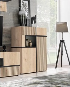 Witryna niska CROSS LED hickory jackson/czarna