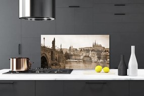 Panel Szklany do Kuchni Zabytkowy Most W Pradze