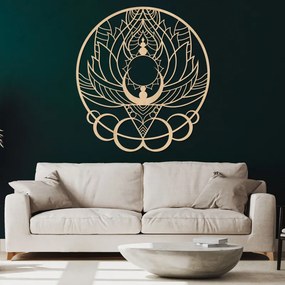 Artystyczna drewniana dekoracja mandala z kwiatem i słońcem | FLORISOLUS