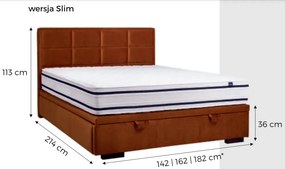 Łóżko 2-osobowe z pojemnikiem i pikowanym zagłówkiem Choco Slim