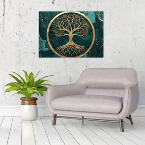 Obraz na szkle – Złote drzewo życia w marmurze (70x50 cm)
