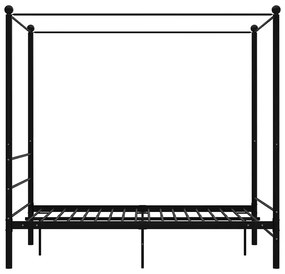 Czarne metalowe łóżko z baldachimem 140x200 cm - Wertes