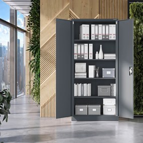 Szafa na dokumenty biurowa metalowa antracytowa: JAN H, 900 x 1950 x 400 mm