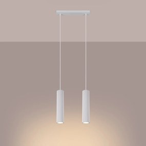 Lampa wisząca KARBON 2 biała ryflowana SOLLUX  LIGHTING