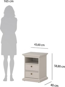Kaszmirowa szafka nocna Paris 2S, z półką i szufladami
