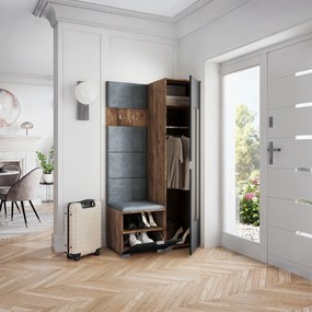 Masseno Garderoba VIRA 95/181/51 cm Nowoczesna Szafa do Przedpokoju Dąb lefkas, MONOLITH 85 (Szary)