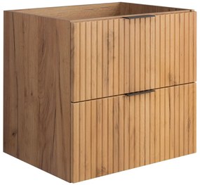 Ryflowana łazienkowa szafka z szufladami 60 cm dąb craft złoty H8-G98